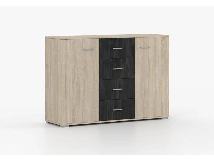 Kommode WENECJA 4S 135 cm Sonoma Eiche + Schwarze Norwegische Kiefer Sonoma Eiche Kommode WENECJA 4S 135 cm Sonoma Eiche + Schwarze Norwegische Kiefer Sonoma Eiche von imoebel24