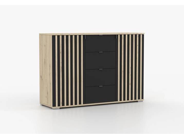 Kommode WERONA III 4S 135 cm Artisan Eiche Schwarz + Artisan Eiche Kommode WERONA III 4S 135 cm Artisan Eiche Schwarz + Artisan Eiche von imoebel24