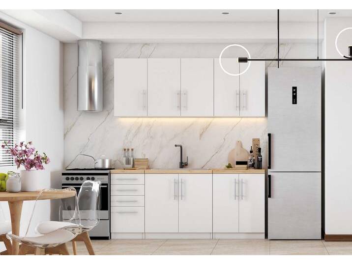 Küchenblock INEZ (6-teilig) Weiß Weiß Craft Eiche Gold von imoebel24