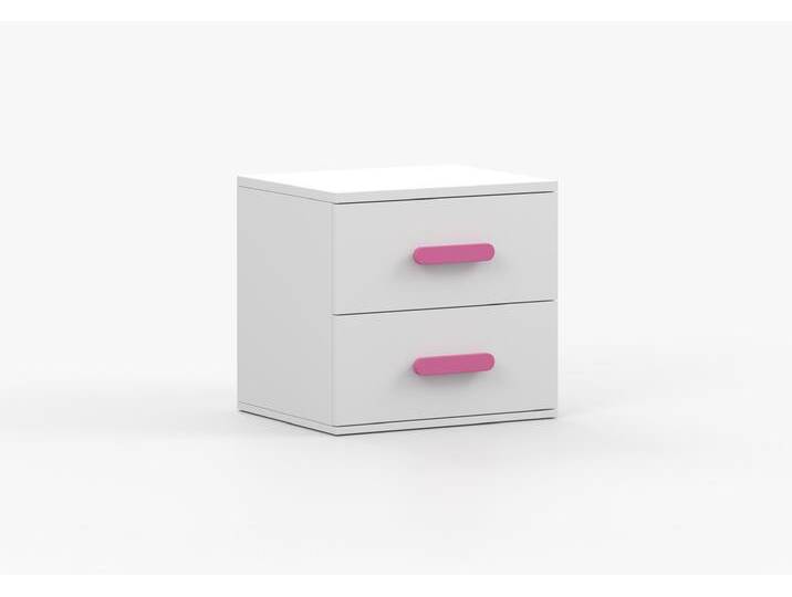 Nachttisch JONAS I 22 Weiß Weiß Rosa von imoebel24