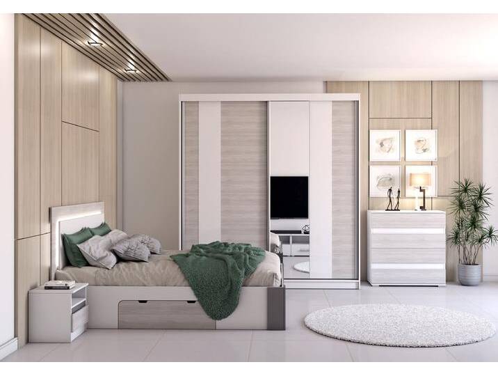 Schlafzimmer Komplett – Set HELIOS 183 (5-teilig) Weiß Kathult + Weiß von imoebel24