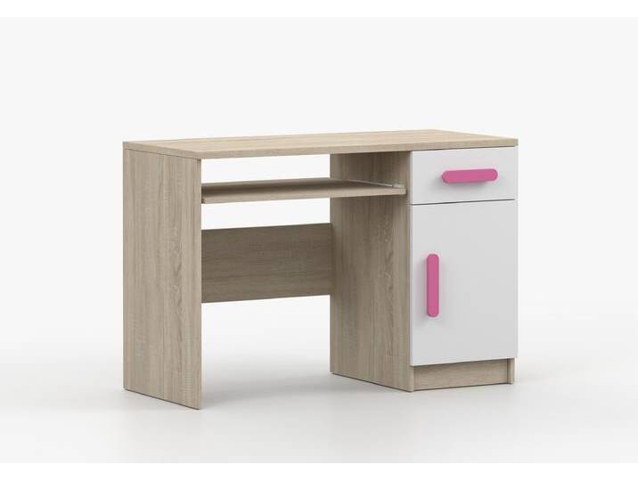 Schreibtisch JONAS III 08 110 cm Sonoma Eiche Weiß Rosa von imoebel24