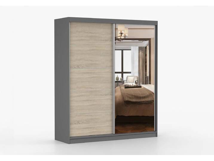 Schwebetürenschrank BELLA 03 183 cm Grau Sonoma Eiche + Spiegel Schwebetürenschrank BELLA 03 183 cm Grau Sonoma Eiche + Spiegel von imoebel24
