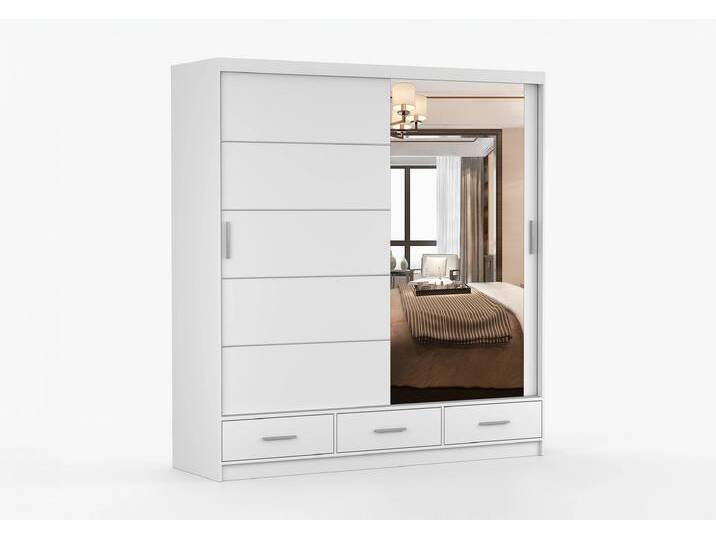 Schwebetürenschrank FLORENCE 203 cm Weiß Weiß + Spiegel Schwebetürenschrank FLORENCE 203 cm Weiß Weiß + Spiegel von imoebel24