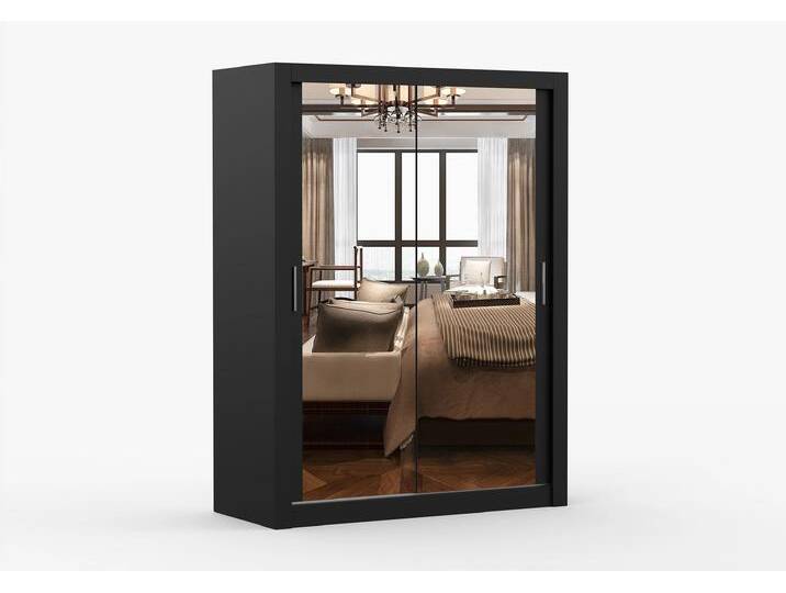 Schwebetürenschrank MILAN 150 cm Schwarz Schwarz + Spiegel Schwebetürenschrank MILAN 150 cm Schwarz Schwarz + Spiegel von imoebel24