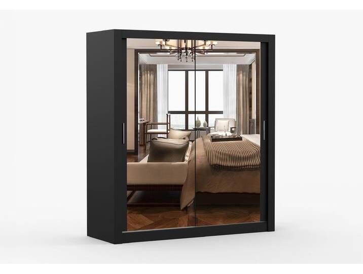 Schwebetürenschrank MILAN 180 cm Schwarz Schwarz + Spiegel Schwebetürenschrank MILAN 180 cm Schwarz Schwarz + Spiegel von imoebel24