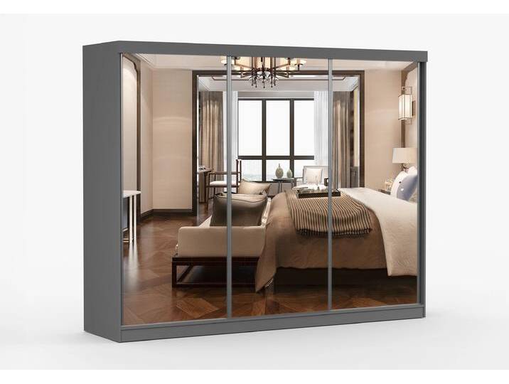 Schwebetürenschrank MILAN 250 cm Grau Grau + Spiegel Schwebetürenschrank MILAN 250 cm Grau Grau + Spiegel von imoebel24