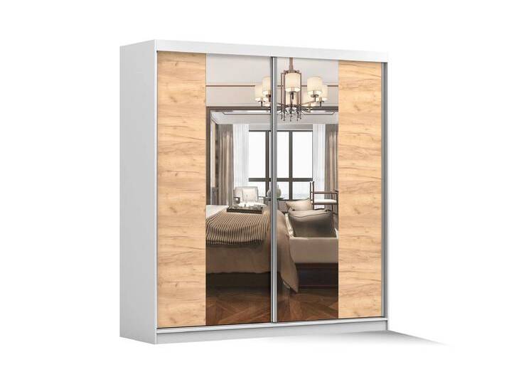 Schwebetürenschrank MULTI 34 203 cm Weiß Craft Eiche Gold + Spiegel Schwebetürenschrank MULTI 34 203 cm Weiß Craft Eiche Gold + Spiegel von imoebel24