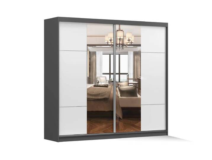 Schwebetürenschrank MULTI 38 233 cm Grau Weiß + Spiegel Schwebetürenschrank MULTI 38 233 cm Grau Weiß + Spiegel von imoebel24