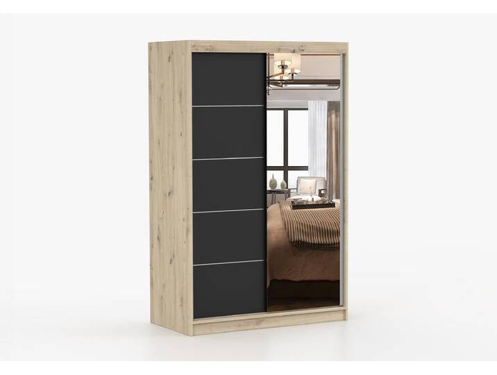 Schwebetürenschrank NEOMI 05 120 cm Artisan Eiche Schwarz + Spiegel Schwebetürenschrank NEOMI 05 120 cm Artisan Eiche Schwarz + Spiegel von imoebel24