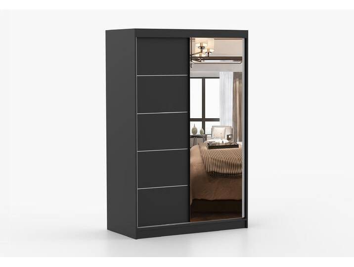 Schwebetürenschrank NEOMI 05 120 cm Schwarz Schwarz + Spiegel Schwebetürenschrank NEOMI 05 120 cm Schwarz Schwarz + Spiegel von imoebel24