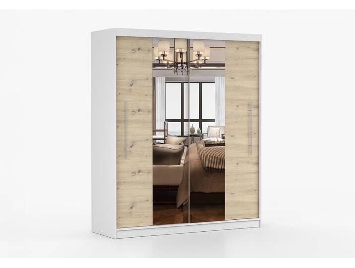 Schwebetürenschrank TORINO I A 203 cm Weiß Artisan Eiche + Spiegel Ohne LED-Beleuchtung Schwebetürenschrank TORINO I A 203 cm Weiß Artisan Eiche + Spiegel Ohne LED-Beleuchtung von imoebel24
