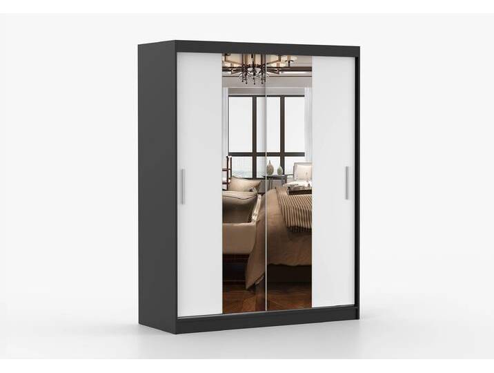 Schwebetürenschrank VISTA 01 150 cm Schwarz Weiß + Spiegel Schwebetürenschrank VISTA 01 150 cm Schwarz Weiß + Spiegel von imoebel24