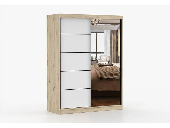 Schwebetürenschrank VISTA 09 150 cm Artisan Eiche Weiß + Spiegel Schwebetürenschrank VISTA 09 150 cm Artisan Eiche Weiß + Spiegel von imoebel24