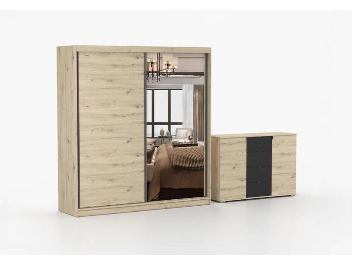 Schwebetürenschrank und Kommode 2-er Set 203/WERONA II Artisan Eiche Artisan Eiche + Spiegel Schwebetürenschrank und Kommode 2-er Set 203/WERONA II Artisan Eiche Artisan Eiche + Spiegel von imoebel24
