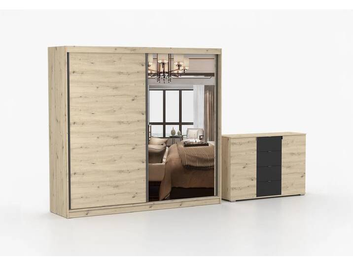 Schwebetürenschrank und Kommode 2-er Set 233/WERONA II Artisan Eiche Artisan Eiche + Spiegel Schwebetürenschrank und Kommode 2-er Set 233/WERONA II Artisan Eiche Artisan Eiche + Spiegel von imoebel24