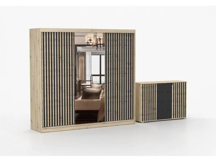 Schwebetürenschrank und Kommode 2-er Set 233/WERONA III Artisan Eiche Artisan Eiche + Spiegel Schwebetürenschrank und Kommode 2-er Set 233/WERONA III Artisan Eiche Artisan Eiche + Spiegel von imoebel24