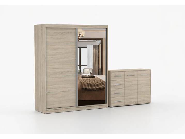 Schwebetürenschrank und Kommode 2-er Set BELLA 03/FRIDA 01 Sonoma Eiche Sonoma Eiche + Spiegel Schwebetürenschrank und Kommode 2-er Set BELLA 03/FRIDA 01 Sonoma Eiche Sonoma Eiche + Spiegel von imoebel24