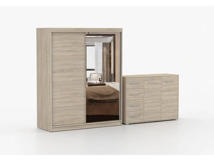Schwebetürenschrank und Kommode 2-er Set BONO 05/FRIDA 01 Sonoma Eiche Sonoma Eiche + Spiegel Schwebetürenschrank und Kommode 2-er Set BONO 05/FRIDA 01 Sonoma Eiche Sonoma Eiche + Spiegel von imoebel24