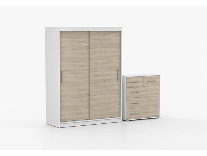 Schwebetürenschrank und Kommode 2-er Set VISTA 04/FRIDA MINI 01 Weiß Sonoma Eiche Schwebetürenschrank und Kommode 2-er Set VISTA 04/FRIDA MINI 01 Weiß Sonoma Eiche von imoebel24