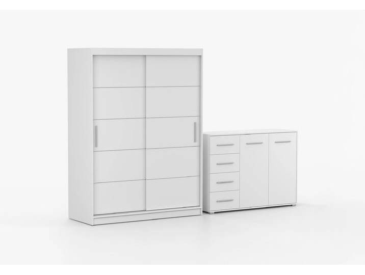 Schwebetürenschrank und Kommode 2-er Set VISTA 06/FRIDA 01 Weiß Weiß Schwebetürenschrank und Kommode 2-er Set VISTA 06/FRIDA 01 Weiß Weiß von imoebel24