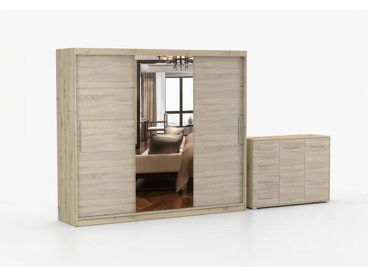 Schwebetürenschrank und Kommode 2er-Set ALBA I/FRIDA 01 Artisan Eiche Sonoma Eiche + Spiegel Schwebetürenschrank und Kommode 2er-Set ALBA I/FRIDA 01 Artisan Eiche Sonoma Eiche + Spiegel von imoebel24