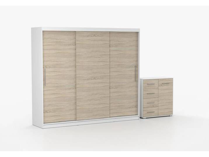 Schwebetürenschrank und Kommode 2er-Set ALBA II/FRIDA MINI 01 Weiß Sonoma Eiche Schwebetürenschrank und Kommode 2er-Set ALBA II/FRIDA MINI 01 Weiß Sonoma Eiche von imoebel24