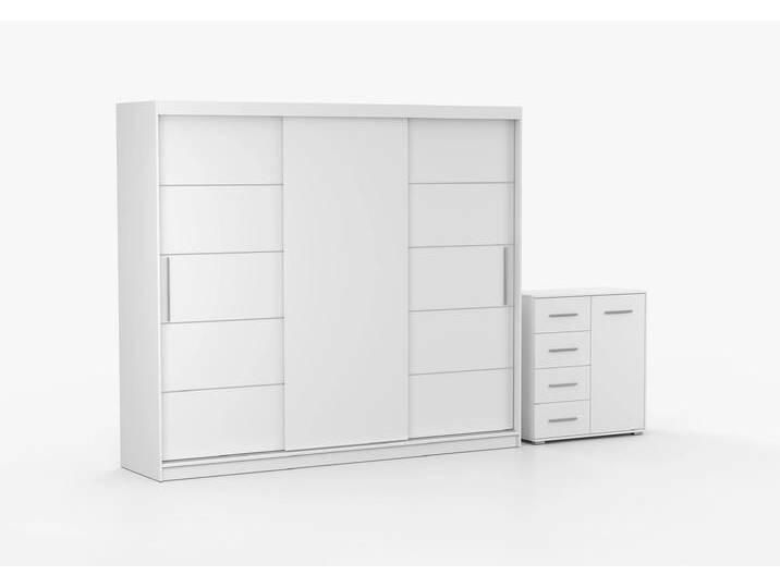 Schwebetürenschrank und Kommode 2er-Set ALBA II/FRIDA MINI 01 Weiß Weiß Schwebetürenschrank und Kommode 2er-Set ALBA II/FRIDA MINI 01 Weiß Weiß von imoebel24