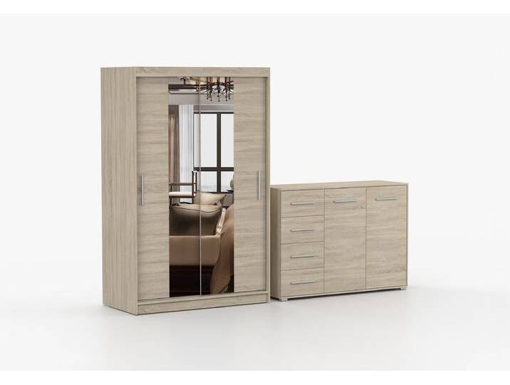 Schwebetürenschrank und Kommode 2er-Set NEOMI 01/FRIDA 01 Sonoma Eiche Sonoma Eiche + Spiegel Schwebetürenschrank und Kommode 2er-Set NEOMI 01/FRIDA 01 Sonoma Eiche Sonoma Eiche + Spiegel von imoebel24