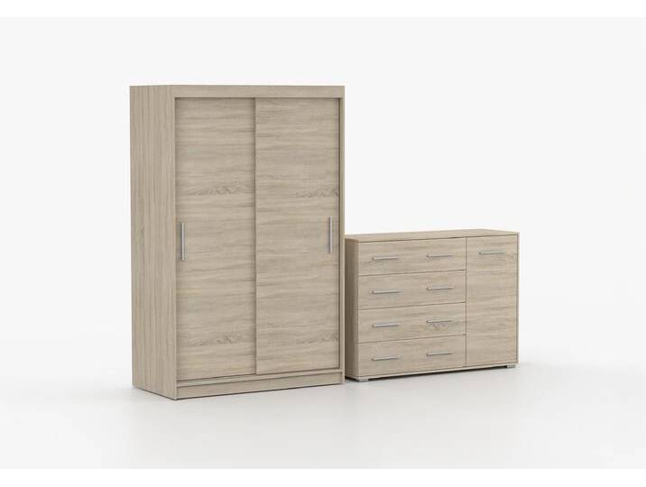 Schwebetürenschrank und Kommode 2er-Set NEOMI 04/FRIDA 02 Sonoma Eiche Sonoma Eiche Schwebetürenschrank und Kommode 2er-Set NEOMI 04/FRIDA 02 Sonoma Eiche Sonoma Eiche von imoebel24