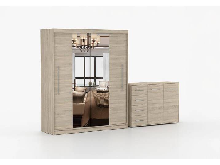Schwebetürenschrank und Kommode 2er-Set TORINO I/FRIDA 01 Sonoma Eiche Sonoma Eiche + Spiegel Schwebetürenschrank und Kommode 2er-Set TORINO I/FRIDA 01 Sonoma Eiche Sonoma Eiche + Spiegel von imoebel24