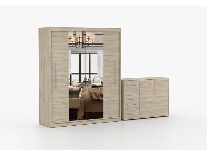 Schwebetürenschrank und Kommode 2er-Set TORINO III/FRIDA 01 Sonoma Eiche Sonoma Eiche + Spiegel Schwebetürenschrank und Kommode 2er-Set TORINO III/FRIDA 01 Sonoma Eiche Sonoma Eiche + Spiegel von imoebel24