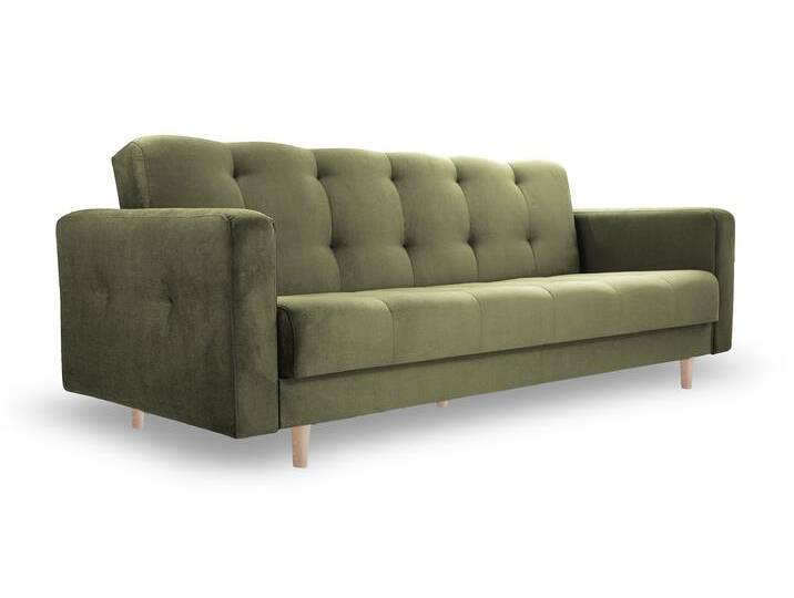Sofa LIZBONA Khaki (Kronos 46) Buchenholz (hell) von imoebel24