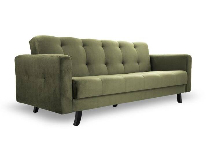 Sofa LIZBONA Khaki (Kronos 46) Buchenholz (schwarz) von imoebel24