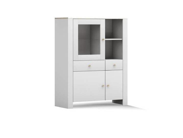 Vitrine AGAWA 02 100 cm Weiß Weiß Ohne LED-Beleuchtung von imoebel24