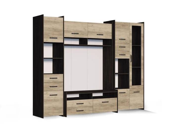 Wohnwand MOKKA MINI 232 cm Country Eiche Grau Canterbury Eiche von imoebel24