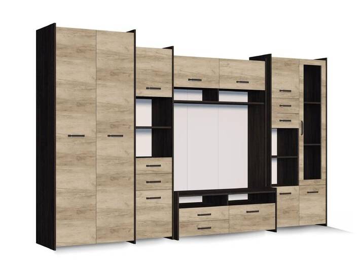 Wohnwand MOKKA S 310 cm Country Eiche Grau Canterbury Eiche von imoebel24