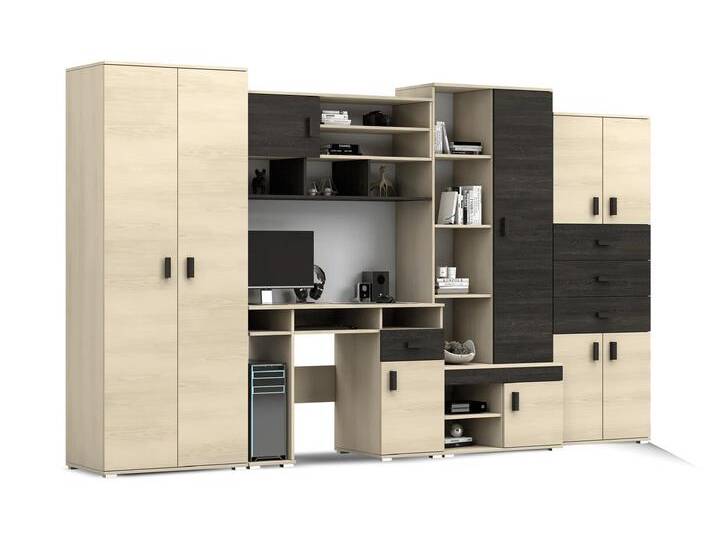 Wohnwand NELLY S 350 cm Esche + Canterbury Eiche Esche Wohnwand NELLY S 350 cm Esche + Canterbury Eiche Esche von imoebel24