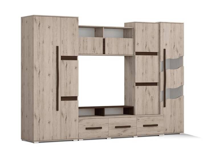 Wohnwand SAN MARINO 300 cm Craft Grau Craft Grau + Schokolade Ohne LED-Beleuchtung Wohnwand SAN MARINO 300 cm Craft Grau Craft Grau + Schokolade Ohne LED-Beleuchtung von imoebel24