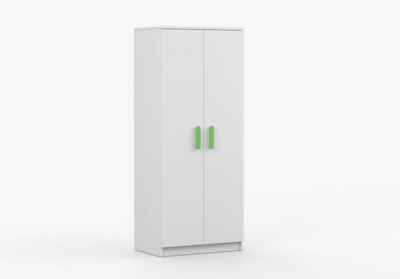 imoebel24 Drehtürenschrank JONAS I 06 80 cm - Weiss - Limette Griffe von imoebel24