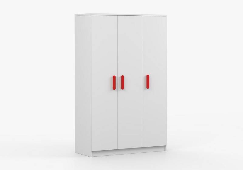 imoebel24 Drehtürenschrank JONAS I 19 120 cm - Weiss / Weiss - Rot Griffe imoebel24 Drehtürenschrank JONAS I 19 120 cm - Weiss / Weiss - Rot Griffe von imoebel24