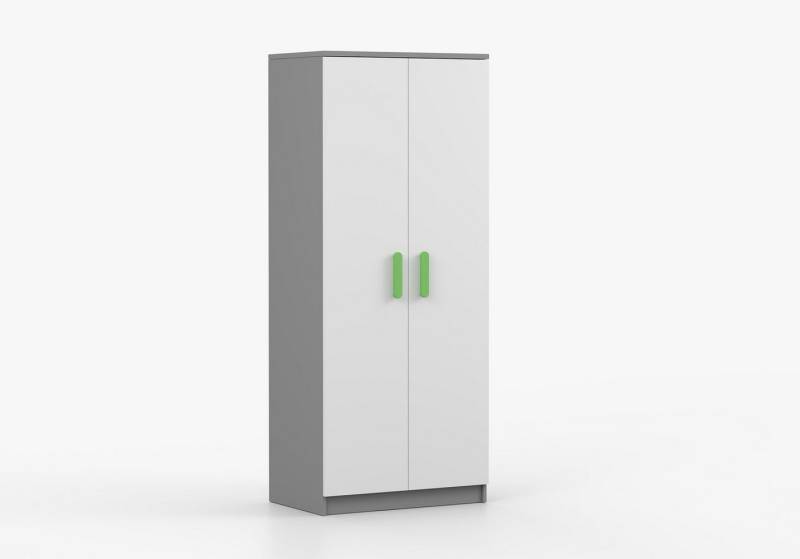imoebel24 Drehtürenschrank JONAS II 06 80 cm - Grau / Weiss - Limette Griffe von imoebel24
