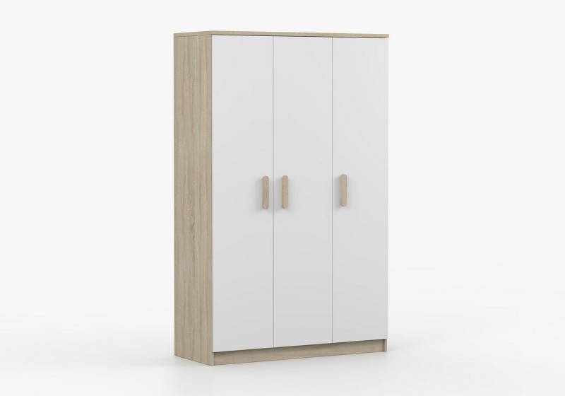 imoebel24 Drehtürenschrank JONAS III 19 120 cm - Sonoma / Weiss - Sonoma Eiche Griffe von imoebel24