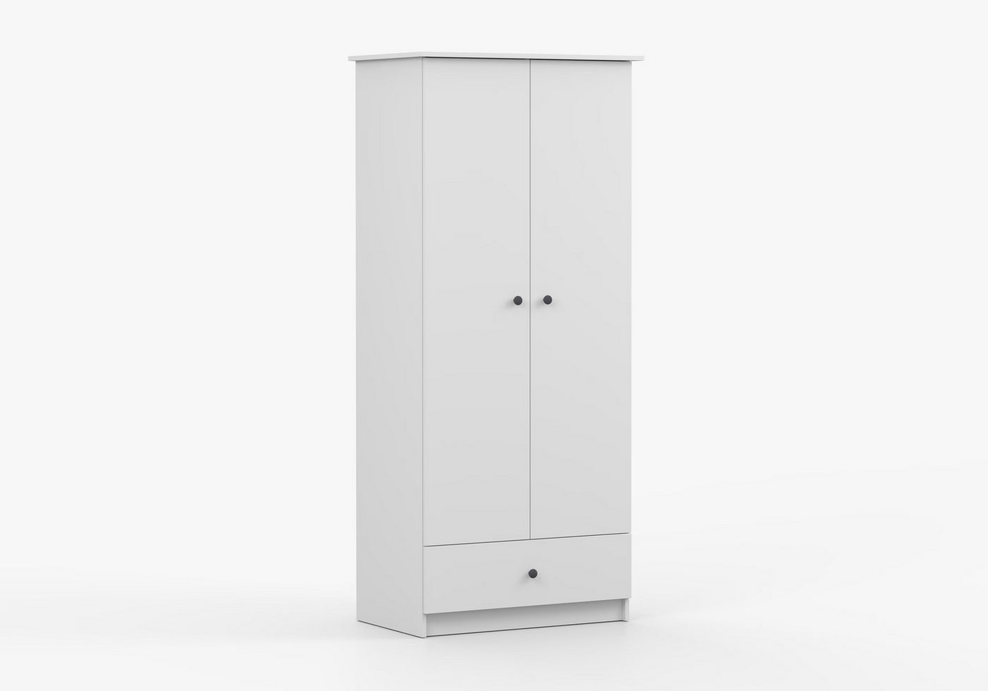 imoebel24 Drehtürenschrank OLAF I 2D 85 - Weiss Matt (Anthrazit) von imoebel24