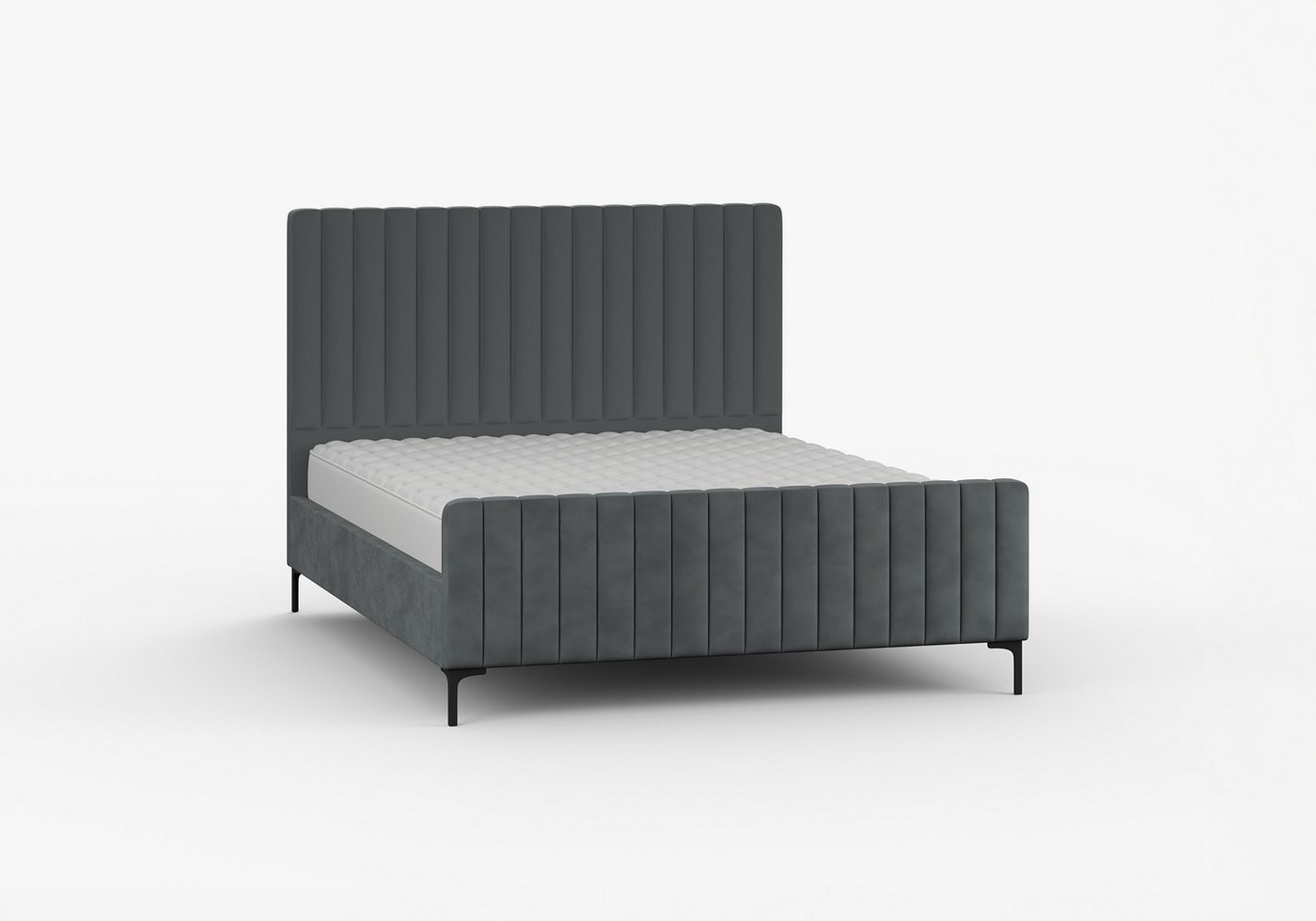 imoebel24 Polsterbett Doppelbett ohne Bettkasten 160×200 AURORA - Grau von imoebel24