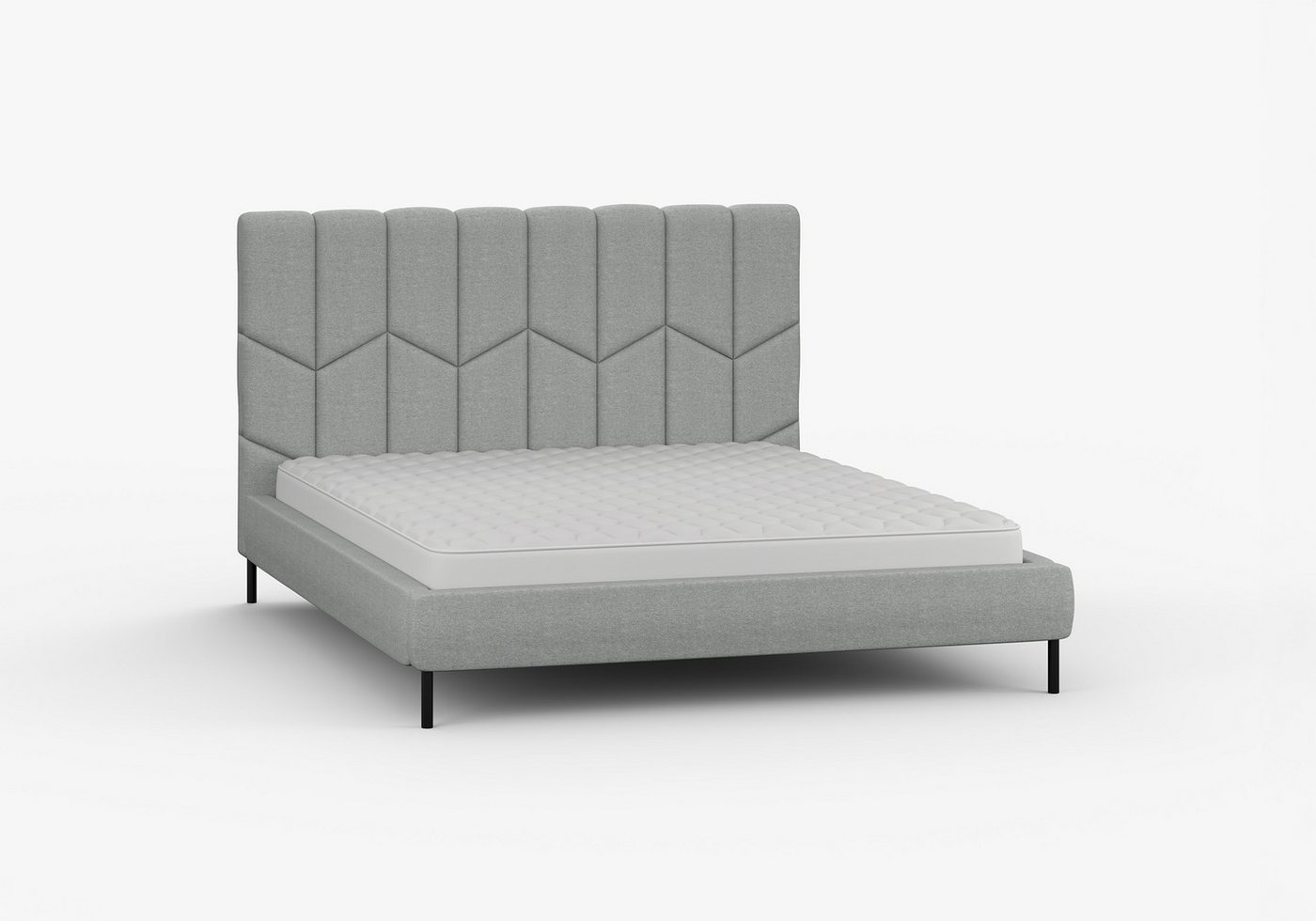 imoebel24 Polsterbett Doppelbett ohne Bettkasten 160×200 KRIS - Aschfarben von imoebel24