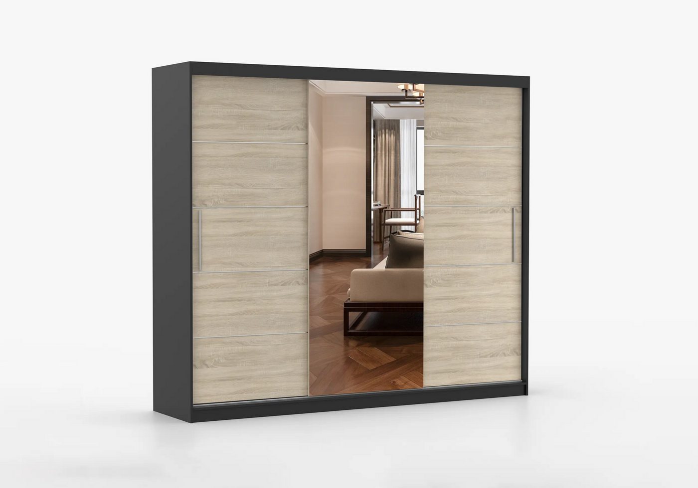 imoebel24 Schwebetürenschrank ALBA I 250 cm - Schwarz Matt / Sonoma imoebel24 Schwebetürenschrank ALBA I 250 cm - Schwarz Matt / Sonoma von imoebel24