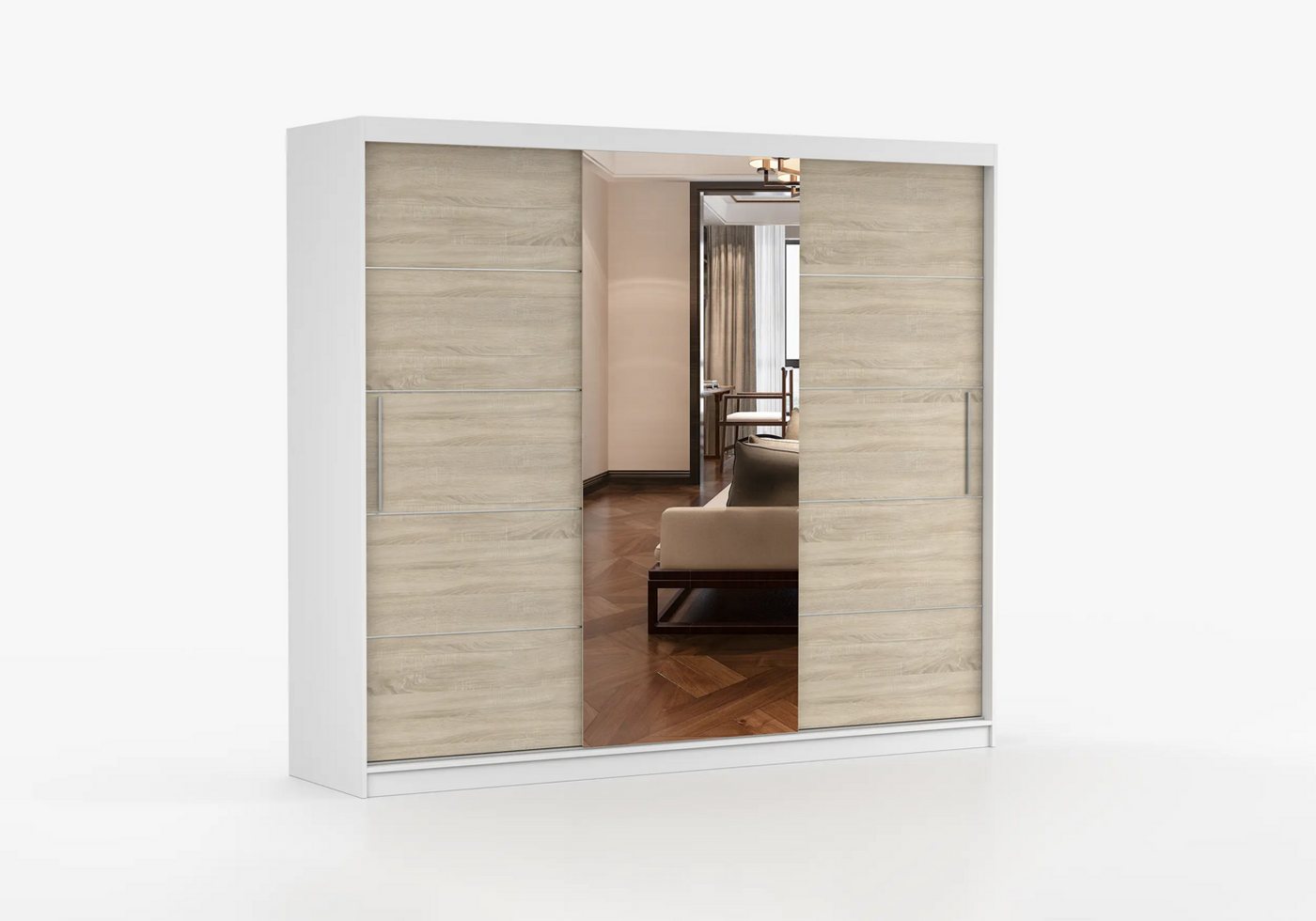 imoebel24 Schwebetürenschrank ALBA I 250 cm - Weiss Matt / Sonoma imoebel24 Schwebetürenschrank ALBA I 250 cm - Weiss Matt / Sonoma von imoebel24