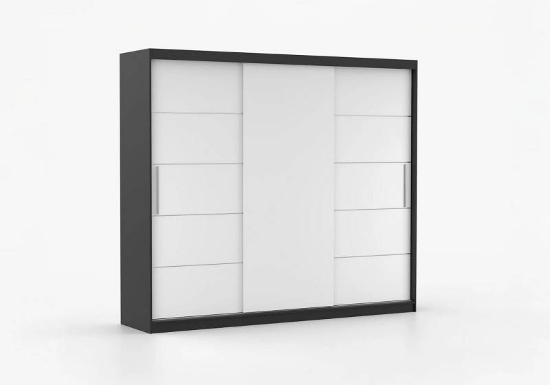 imoebel24 Schwebetürenschrank ALBA II 250 cm - Schwarz Matt / Weiss Matt von imoebel24