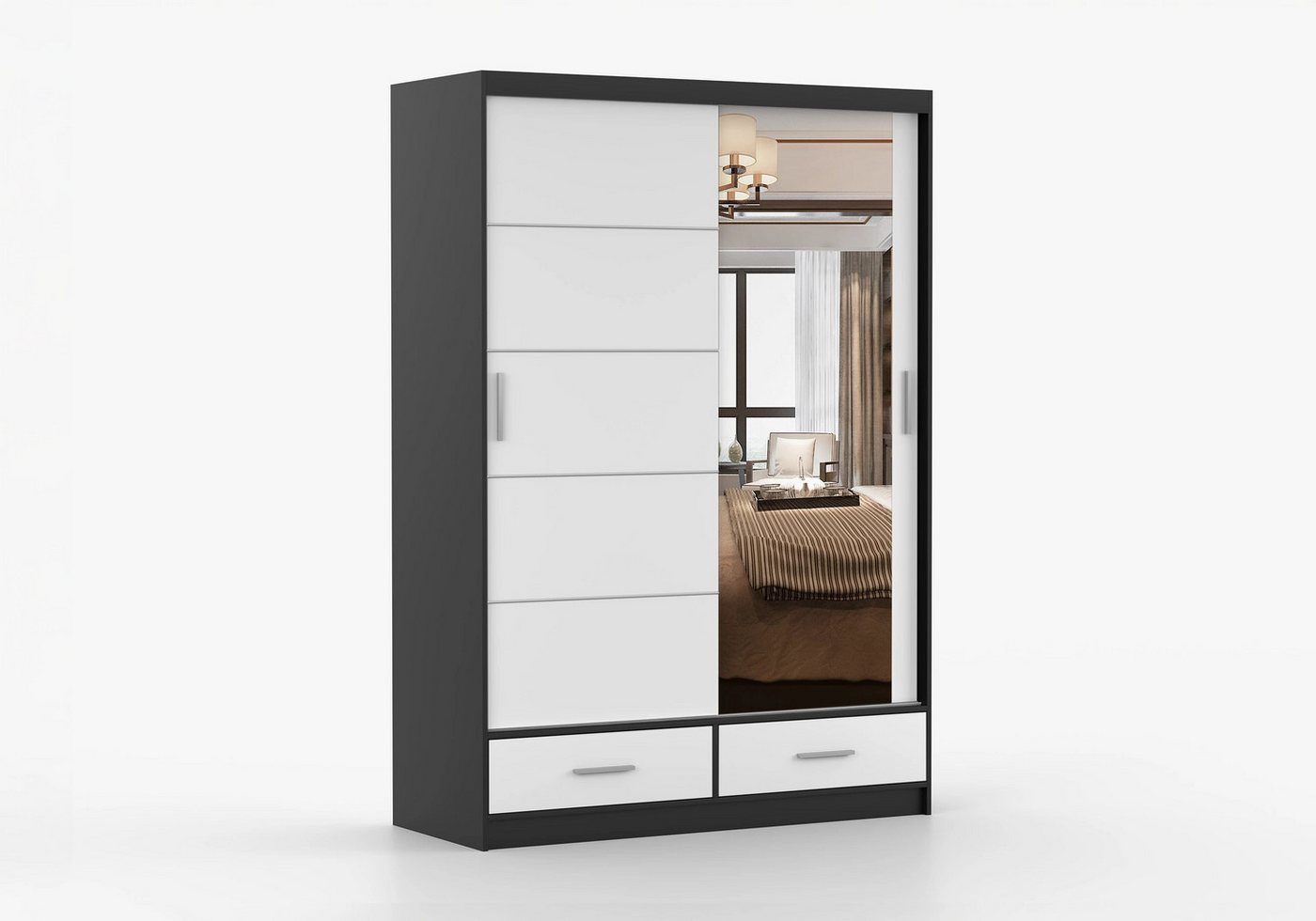 imoebel24 Schwebetürenschrank FLORENCE 150 cm - Schwarz / Weiss imoebel24 Schwebetürenschrank FLORENCE 150 cm - Schwarz / Weiss von imoebel24